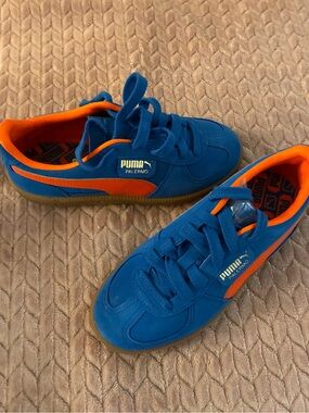 Puma Palermo Jr Kids Sneakers - Hyperlink Blue with Orange Accent